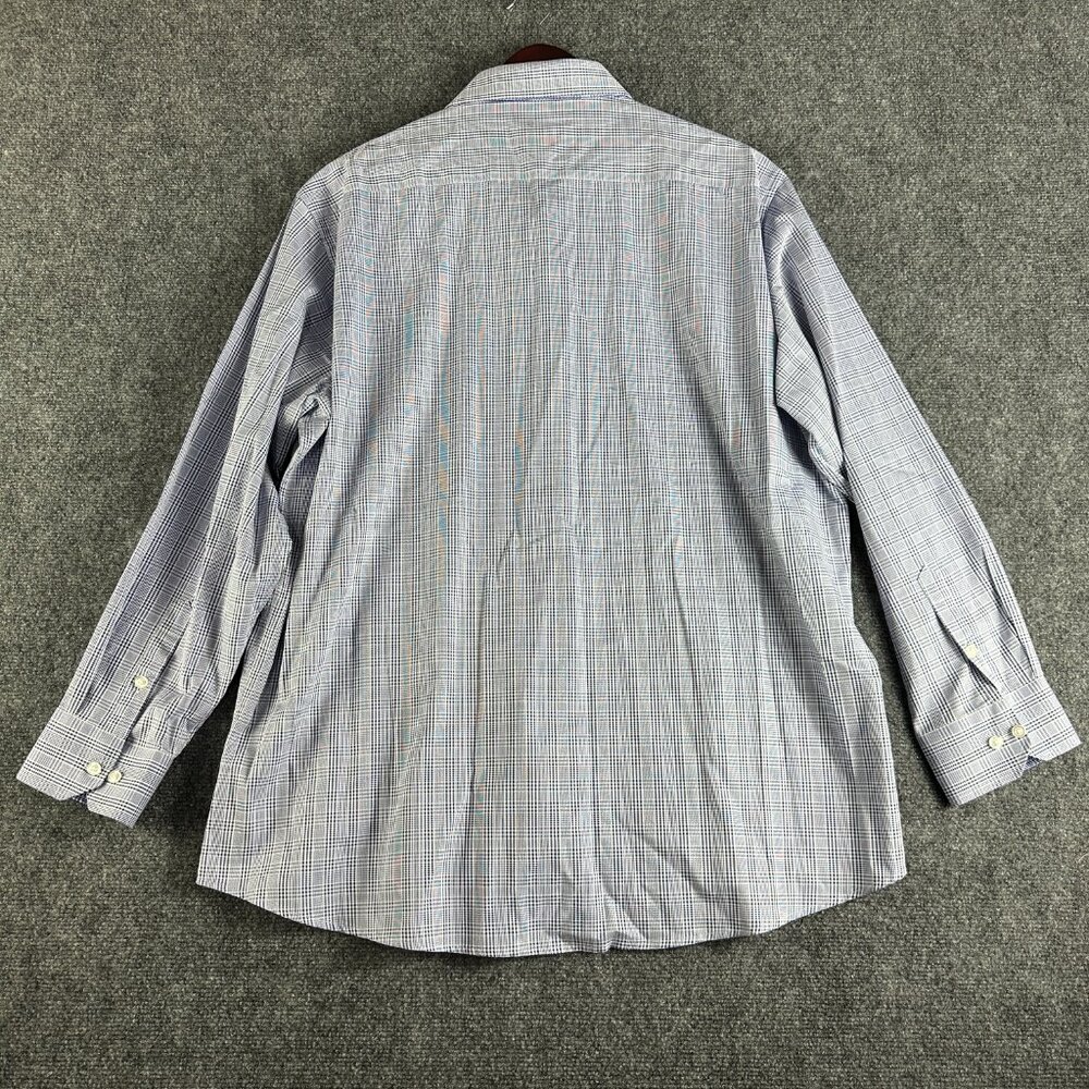 David Alexander Shirt Mens 18 Classic Fit Blue Plaid Cotton Long Sleeve NEW Easy - Picture 8 of 9